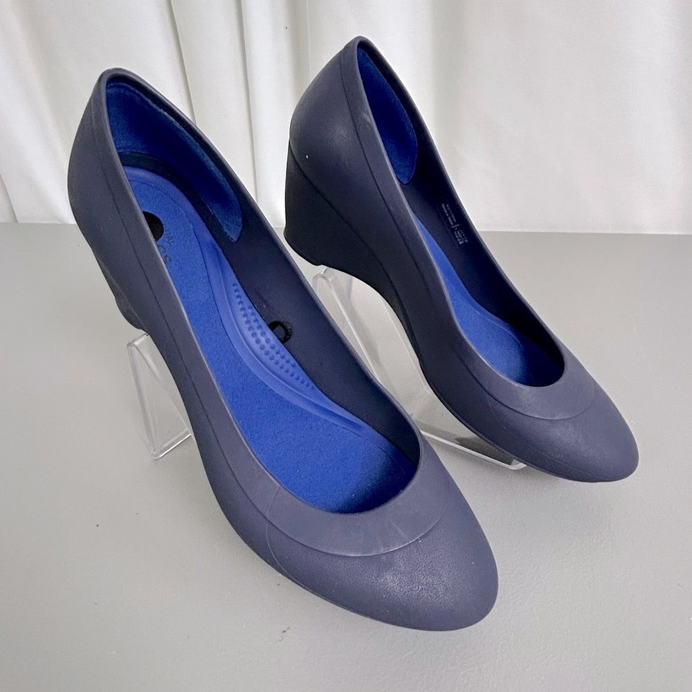 CROCS Navy Blue Wedge Heels